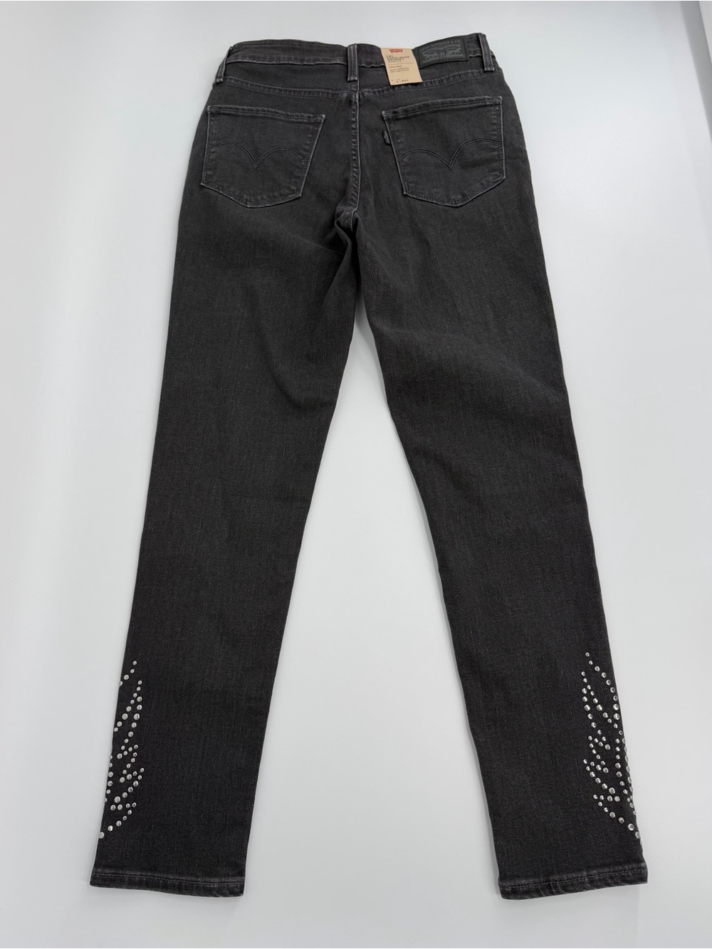 Levi’s 721 High Rise Skinny Ankle Jeans Women’s 4 W27 Black Studded Stretch - Picture 2 of 16
